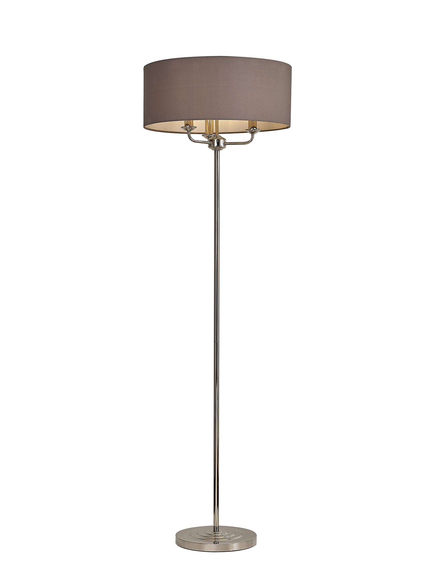 DK0894  Banyan 45cm 3 Light Floor Lamp Polished Nickel; Grey